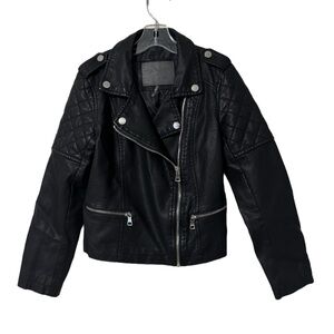 Ci Sono Girls Black Faux Leather Jacket Size 10